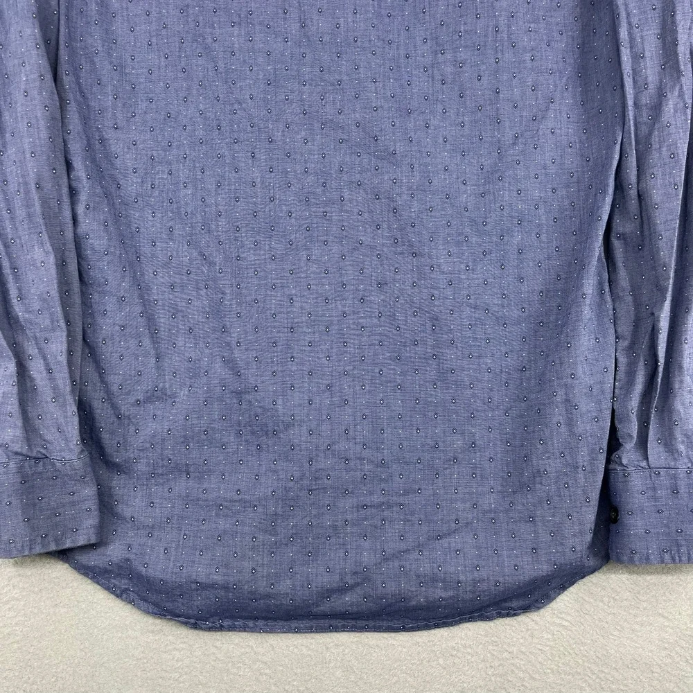Banana Republic Mens Small Blue‎ Micro Diamond Stretch Soft Wash Slim Fit Shirt